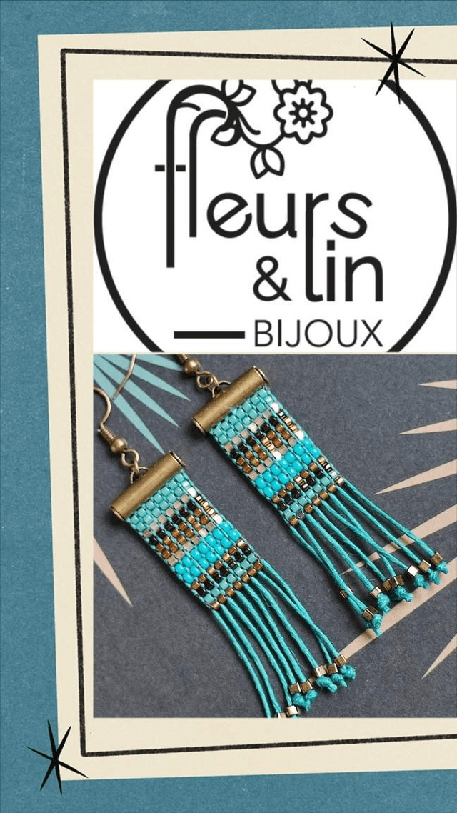 Z- Boucles d'oreilles tissées main en perles de verre miyuki sur fil de lin en laiton 