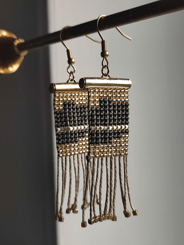 Z-Boucles d'oreilles tissées à la main sur fil de lin 