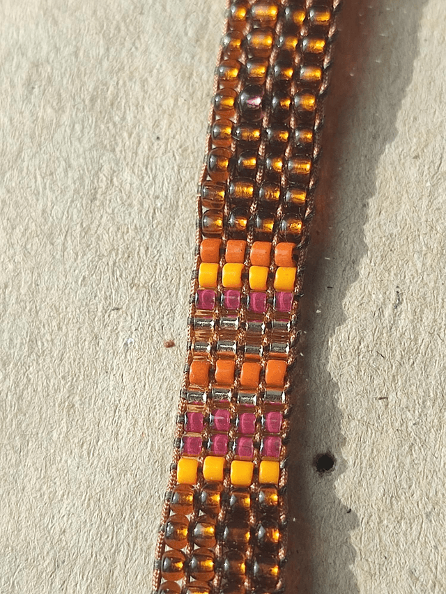 Z-Bracelet tissé main cuivre,orange & rouge réglable sur fil de jade, résistant, pièce unique 
