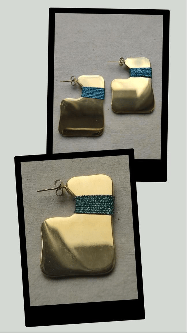 Boucles acier et fil bleu & or " les sublimes" sans nickel, pièce unique 
