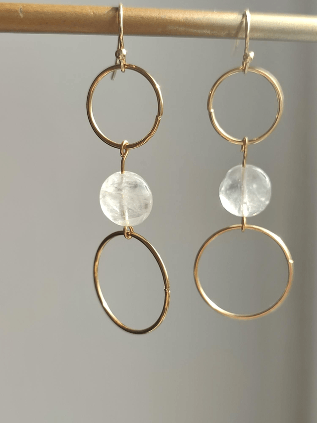 Z-Boucles d'oreilles en agate ( pierres naturelles) sur cercles dorés en acier inoxydable -sans nickel 