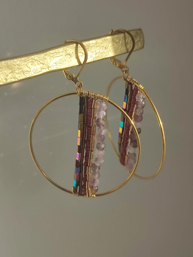 Boucles d'oreilles fait main en perles de verre miyuki dans les tons de rose -sans nickel, pièce unique 