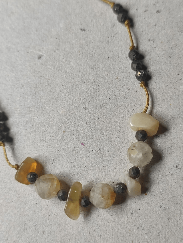 Bracelet citrine pierres naturelles, réglable sur fil de jade résistant, pièce unique 