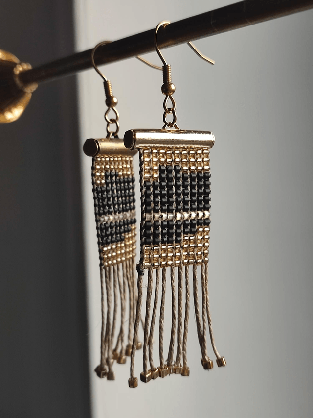 Z-Boucles d'oreilles tissées à la main sur fil de lin 