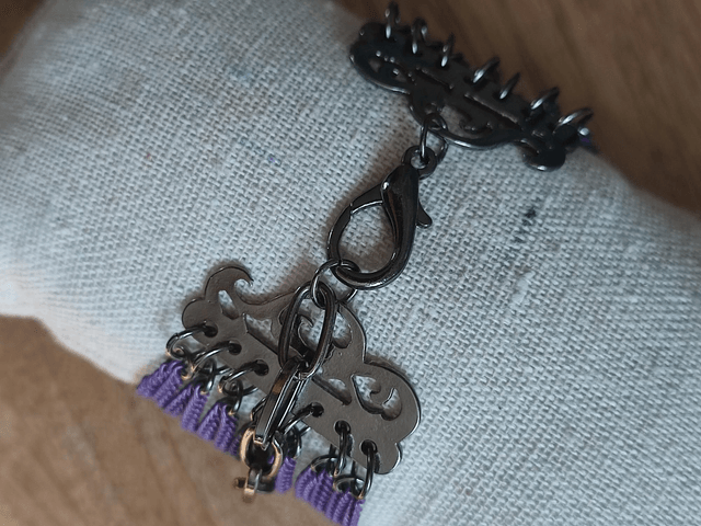 Bracelet tissé en perles de verre miyuki sur chaines violette réglable par chaîne d'extension, pièce unique 