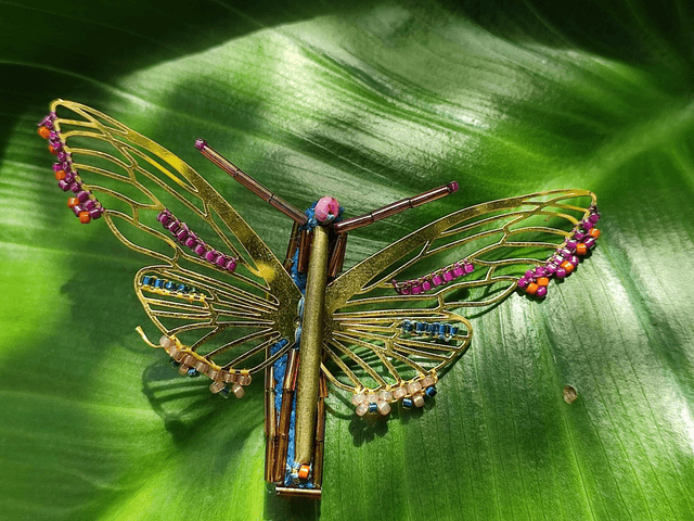 🦋 broche tissée main en perles de verre miyuki pièce unique 