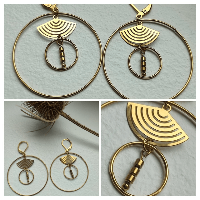 Z-Boucles d'oreilles"Egypte "en acier inoxydable doré -sans nickel, pièce unique 