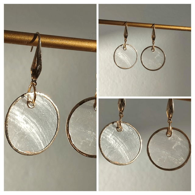 Z-Boucles d'oreilles en nacre, en acier inoxydable doré -sans nickel, pièce unique 