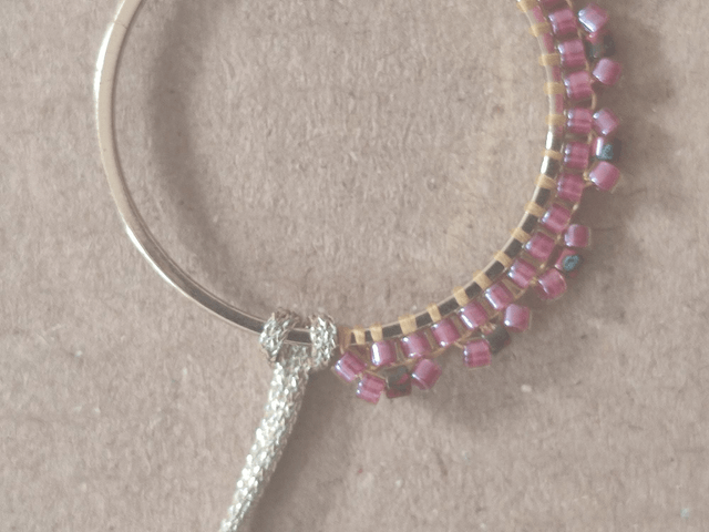 Z-Bracelet tissé main en perles de verre miyuki rose et or, réglable par lien 