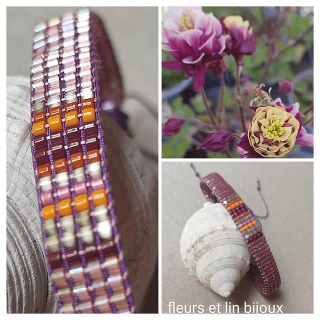 Z-Bracelet tissé main en perles de verre miyuki, rosé, orange, sienne, bordeaux réglable en fil de jade résistant 