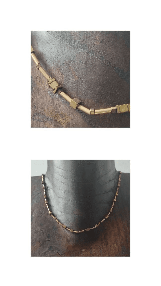 Collier en hématite doré :pierres naturelles de diverses formes, monté sur fil de jade, réglable avec chaîne d&#039;extension, pièce unique 